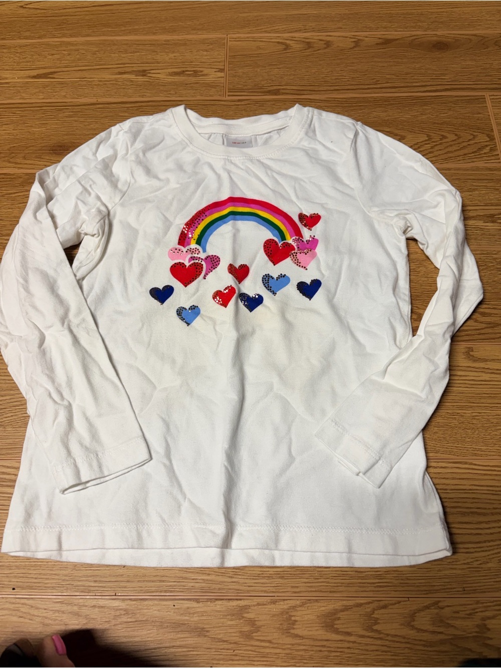 Hanna Andersson Rainbow Hearts Long Sleeve Tee Size 8